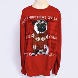 MAD ENGINE Pugly Christmas Sweater Sweatshirt Mens Medium Red Ugly Sweater