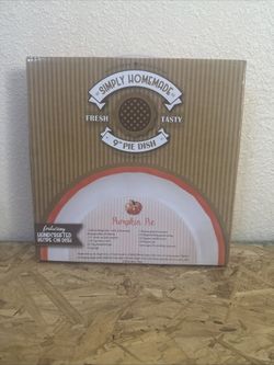 Simply Homemade Pumpkin Pie Dish w/Recipe in Dish 9 In. Open Box  Brand New
