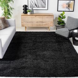 Black Shag Area Rug 8x8 Square 