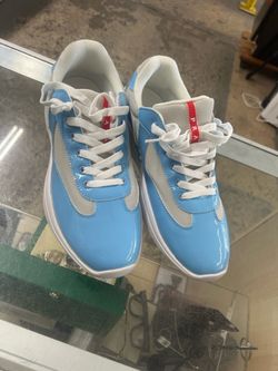 Prada America's Cup Blue and Silver Low-Top Sneakers