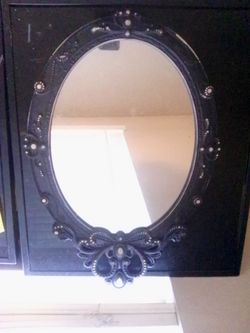 Black Ornate Oval Wall Mirror