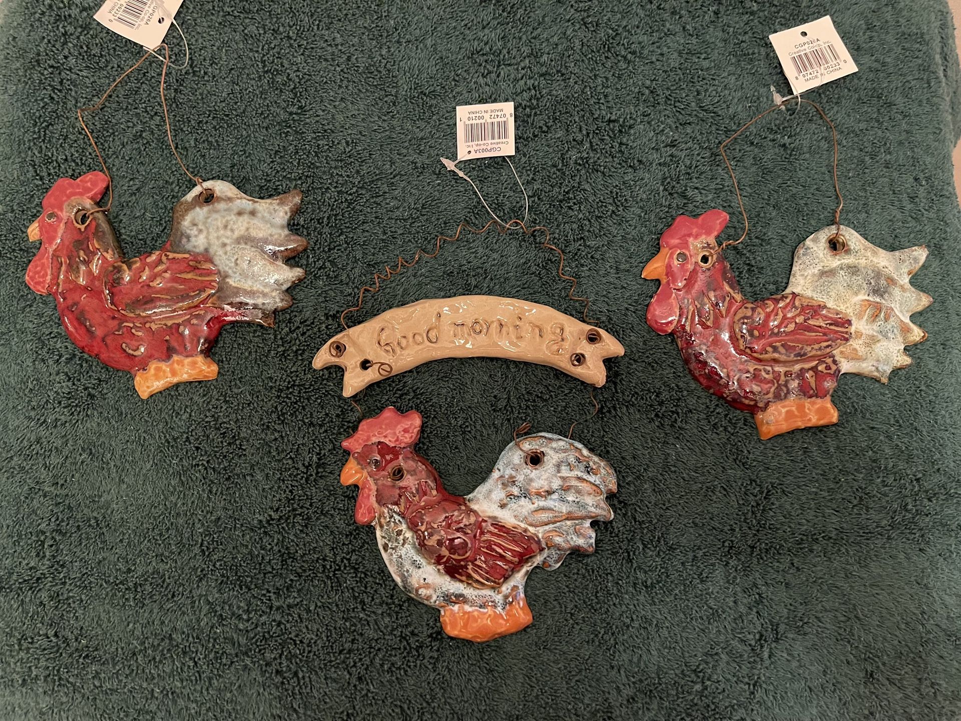 Pottery Roosters (Set Of 3)