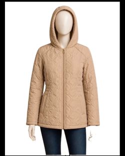Women's beige quilted jacket, size S/M