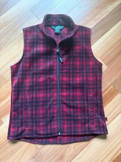 Woolrich Red Plaid Fleece Full-Zip Vest
