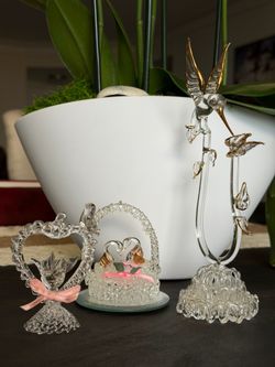 Set of 3 Small Crystal Hummingbird Decorations