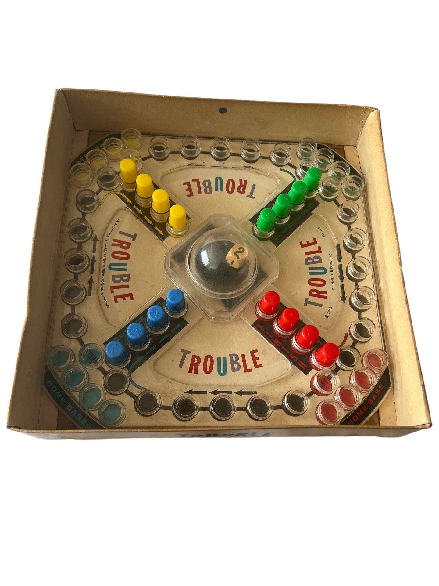 TROUBLE Vintage 1965 Board Game  Pop-O-Matic No. 310 Kohner Bros  Complete Box  Experience the classic game of strategy and skill with this vintage 19