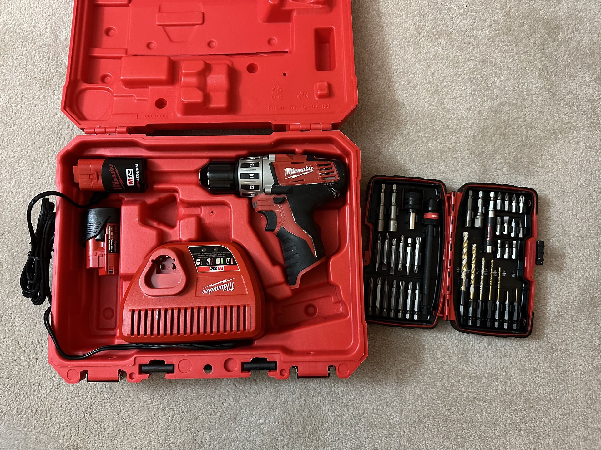 Milwaukee 12V 3/8 Inch Drill And Driver With 38 Piece Drill And Drive Bit Set