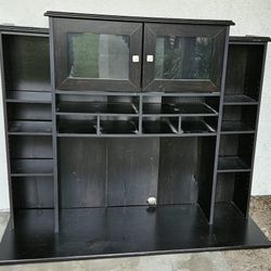 Desktop Hutch In Dark Brown- Black Color