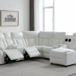 White Reclining Sectional