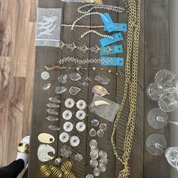Jewelry Making Supplies Lot - Crystals, Chains, Beads & Pendants