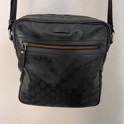 Gucci Black GG Imprime Canvas and Leather Messenger Bag