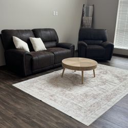 Brown Recliner And Reclining Love Seat 