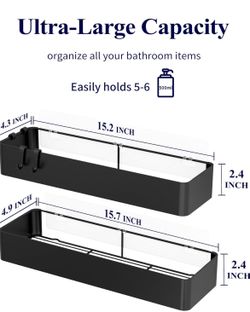 Kitsure Shower Caddy Adhesive Organizer Rustproof Metal Shelves Set of 2 - Black