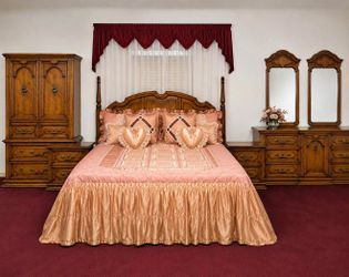 Traditional Wood Bedroom Furniture Set size  queen