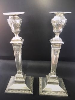 PAIR OF NEOCLASSICAL STYLE STERLING SILVER STAMPED CANDLESTICK