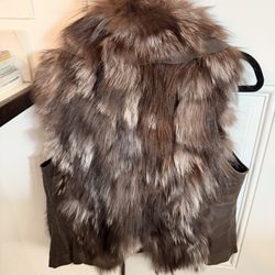 Like New Genuine Fur And Leather Vest