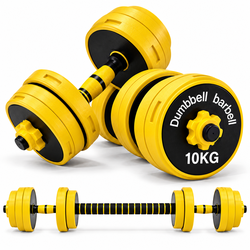 10KG Adjustable Dumbbell Barbell Set – Yellow Home Gym Weight Set