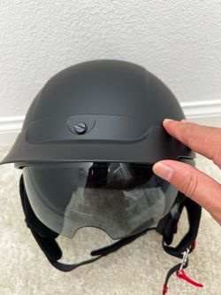 Matte Black Half Helmet with Visor dot new