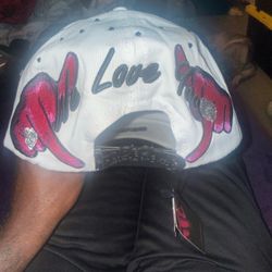 White Snapback Hat with Love Graphic