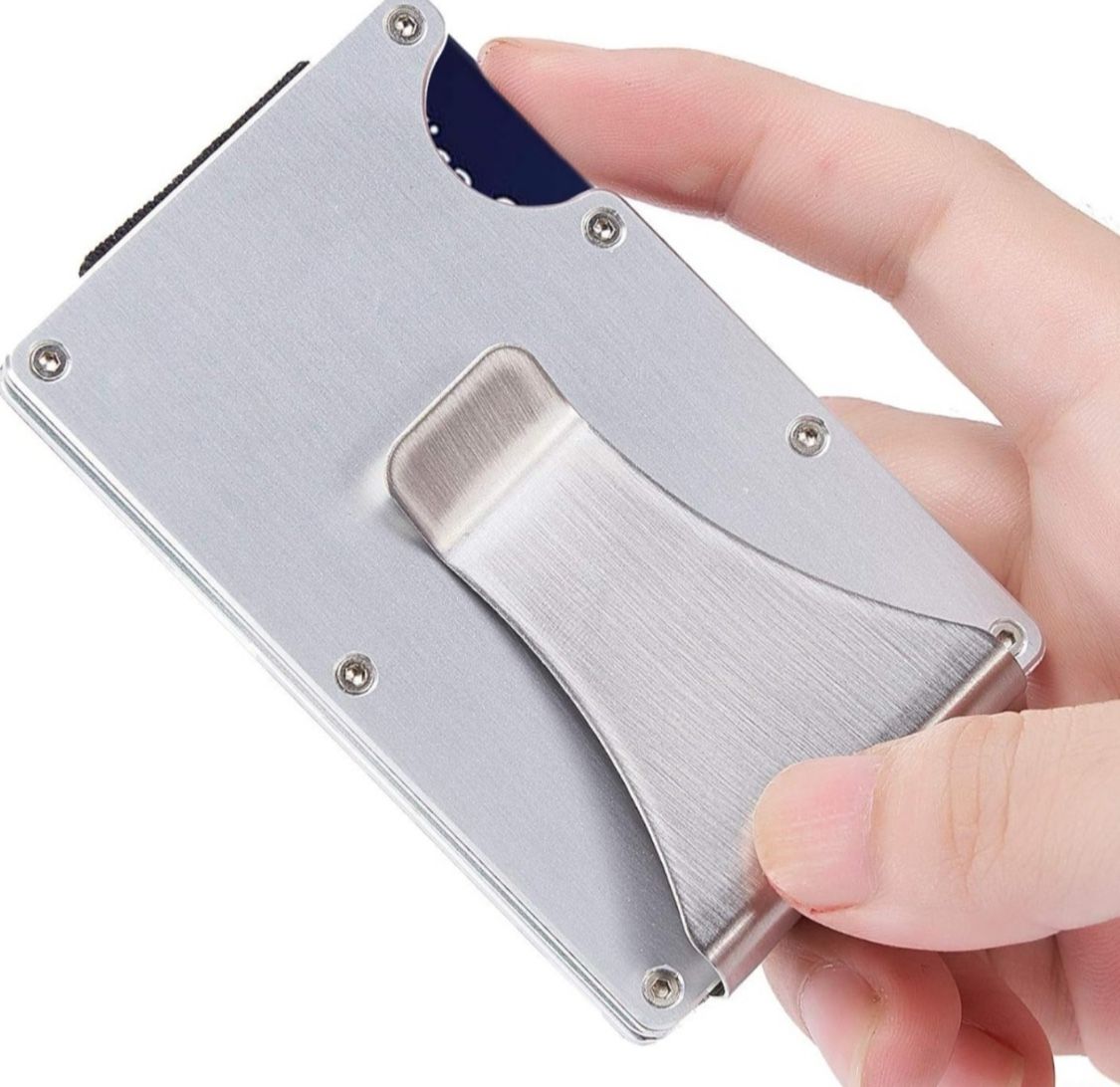 Aluminum Wallet Men's Slim Metal Wallet w/ Money Clip RFID Blocking Credit Card