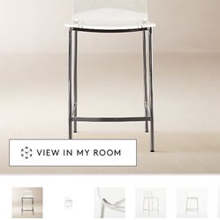 CB2 Set Of 2 Chiaro Clear Acrylic Counter Stools With Nickel Legs