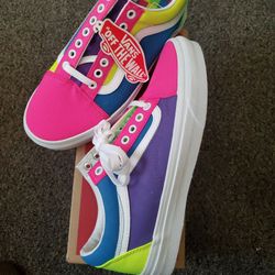 Vans (Color Block) Neonmlttrwht Womens 8.5 & Mens 7