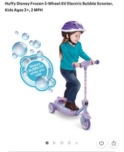 Huffy Disney Frozen 6V Electric Bubble Scooter – 3 Wheel Kids Ride-On