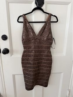 Herve Leger brown sequin Mariah dress