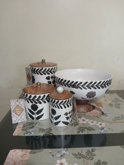 Made in India canister and fruit bowl set
