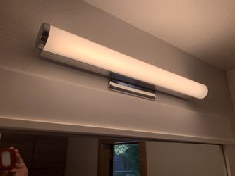 2x Lithonia Lighting Contemporary Cylinder 3K LED Vanity Light, 2-Foot, chrome