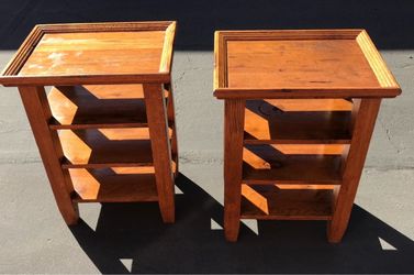 Antique End Tables with Shelves - mid century