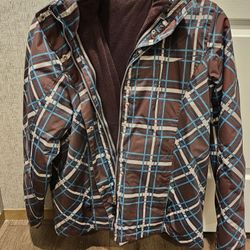 Faded Glory Plaid Winter Coat Women's Large