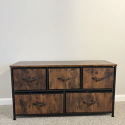 Fabric dresser with wooden top and 5 Drawers-bought in July 2023 for $53.