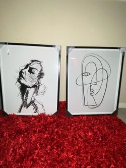 Marmont Hill Framed Abstract Face Art Set (2 Pieces) – Black & White Modern Wall Decor