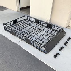 (NEW) $130 Roof Rack Basket w/ Cargo Net, Universal Fit 64x39” Car Top Luggage Carrier 150 LBS max 