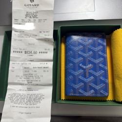 Pre Owned- Authentic Goyard Saint-Pierre Card Wallet- Sky Blue