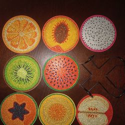 Rhinestone Fruit Design Coasters 