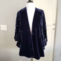 A New Day Navy Blue Floral Print Cardigan Navy Blue Women's One Size Fits Most