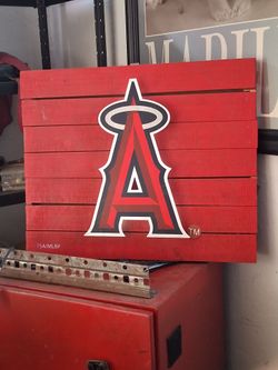 Angels wooden light sign