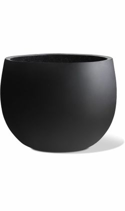 Ball Concrete Planter Outdoor Indoor, Large Tall Cement Plant Pots for Trees Flowers (Black, 20 inch)