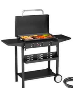 Outdoor Flat Top Gas Grill/Griddle with Cart