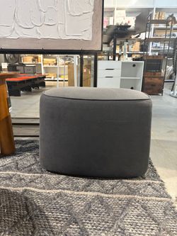22” Upholstered Accent Ottoman Footrest Fabric Bench Modern Dark Gray Rectangle Stool