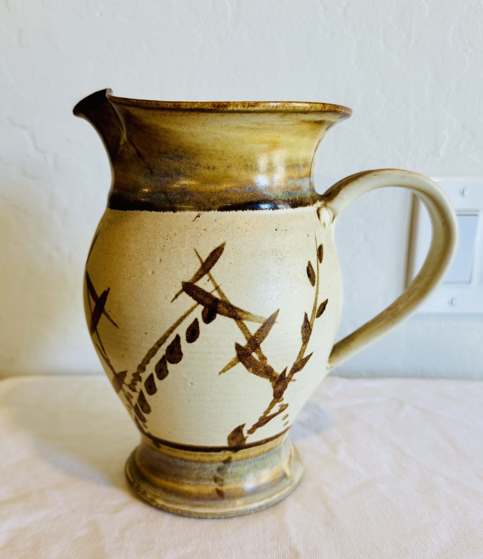 Vintage wheat pottery stoneware pitcher