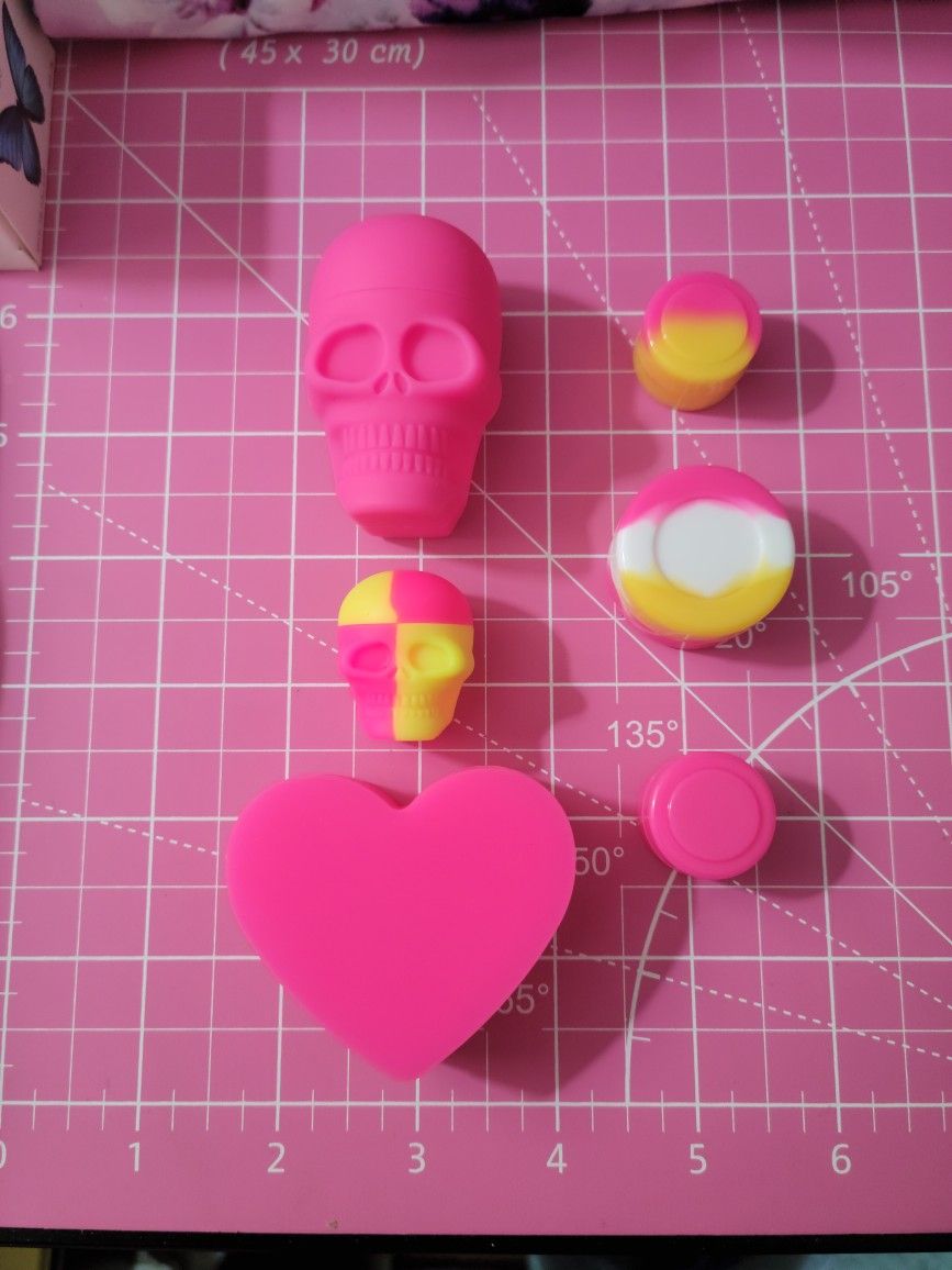 Pink/Yellow/White 6pc Silicone Storage Containers Lot 