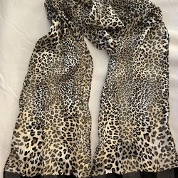 Scarf - Leopard Print With Silky Black Border