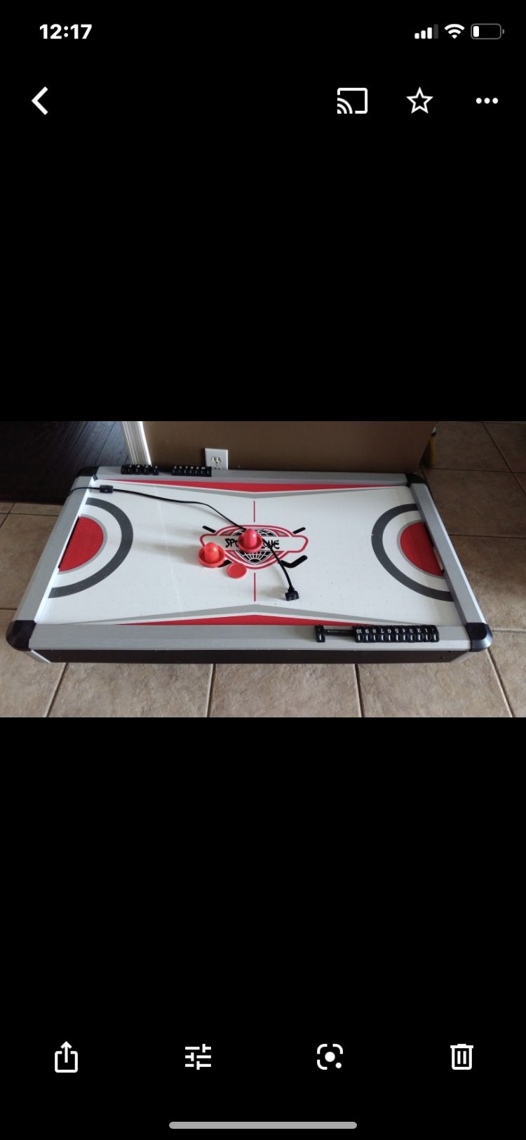 Very small child size electric air hockey table