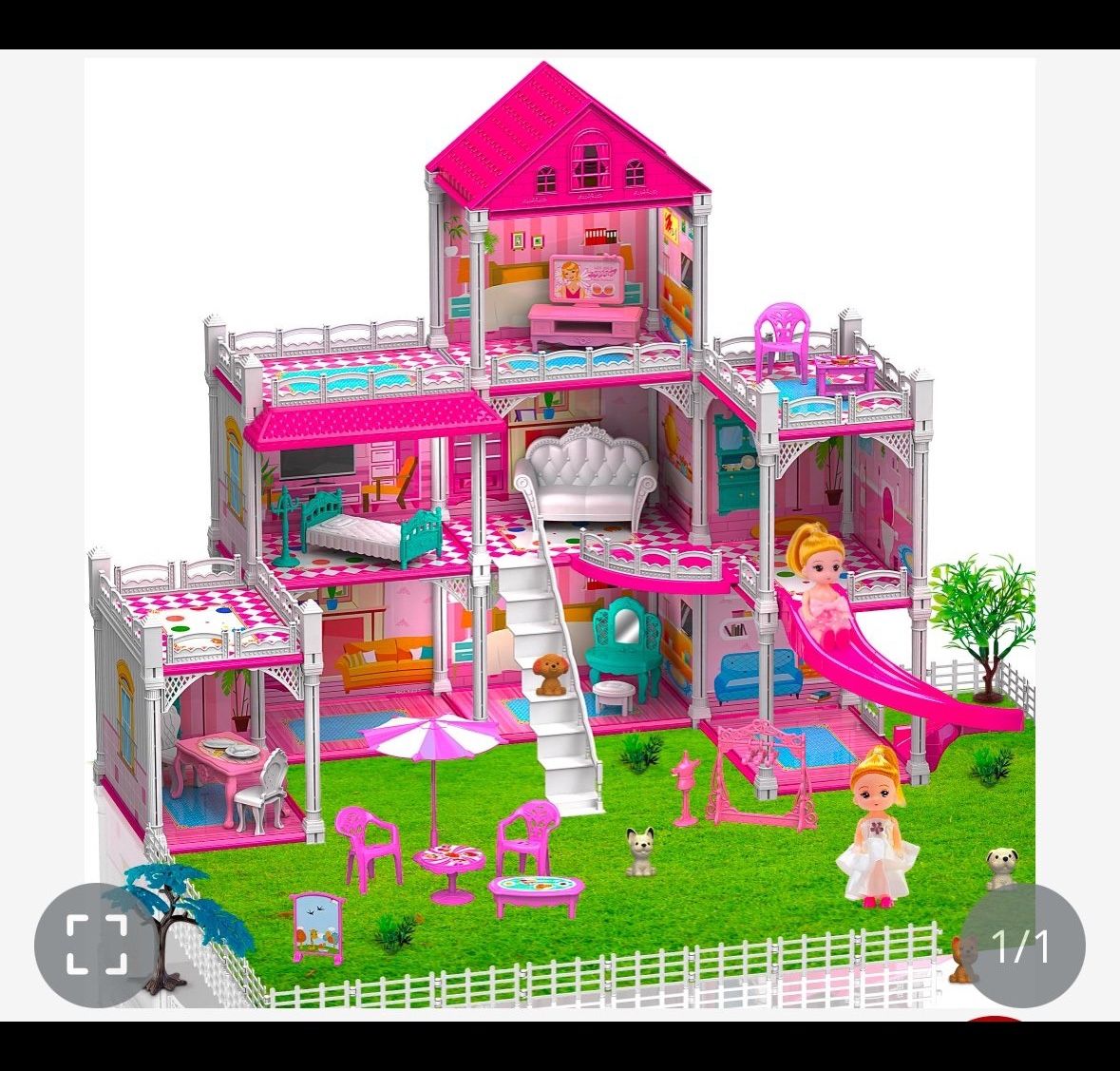 Princess'Castle House For Girls, Dollhouse Playset, 3-Story 8 Rooms Playhouse With 2 Dolls Toy Figures And Furniture & Accessories, Toy Gifts For Kids