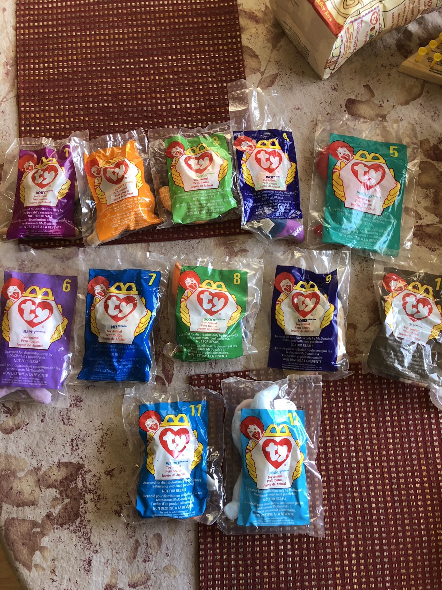 TY Teenie Beanie Babies 1998 McDonalds Happy Meal Toys Complete