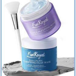 Glow-Boosting Face Masks Skincare Set – Deep Detox Clay Mask for Clear Pores, Blackheads and Excess Oil, Hydrating Overnight Face Mask with 10% Hydrol