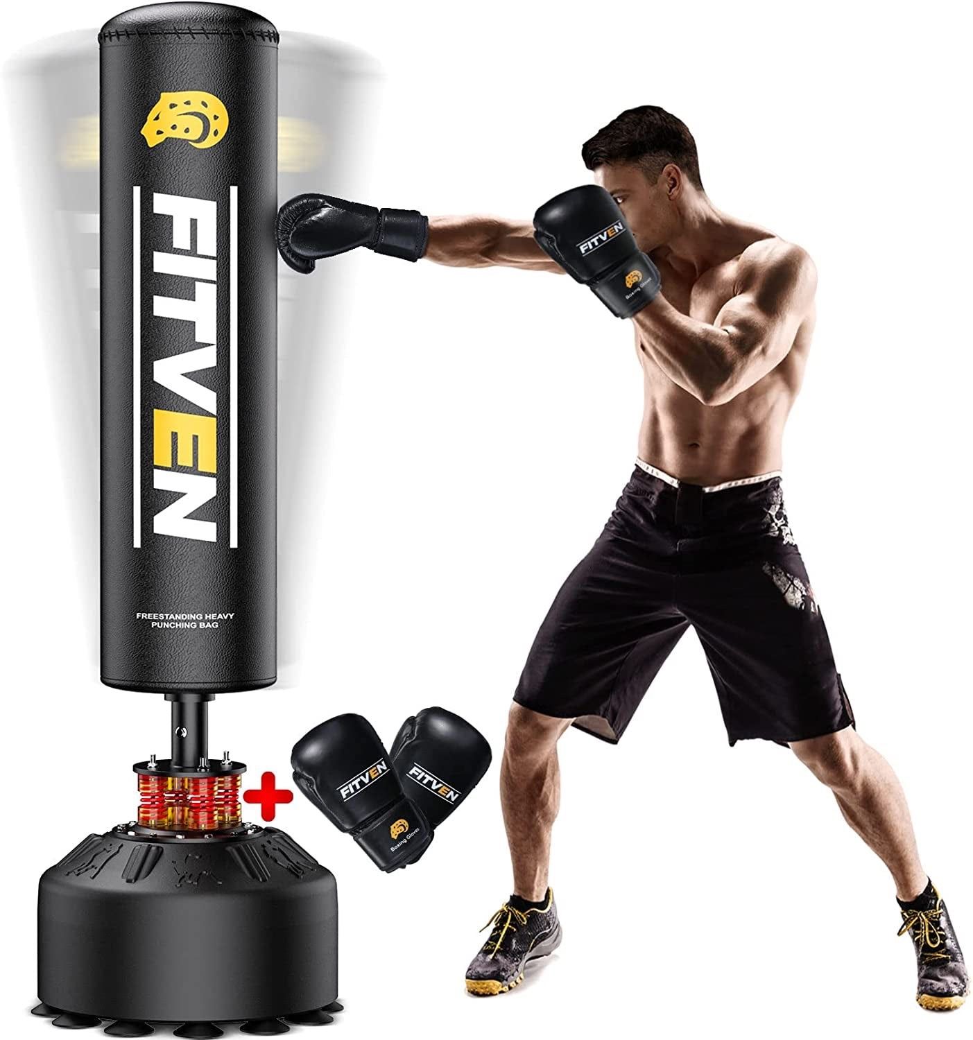 FREESTANDING PUNCHING BAG WITH BOXING GLOVES HEAVY BOXING BAG